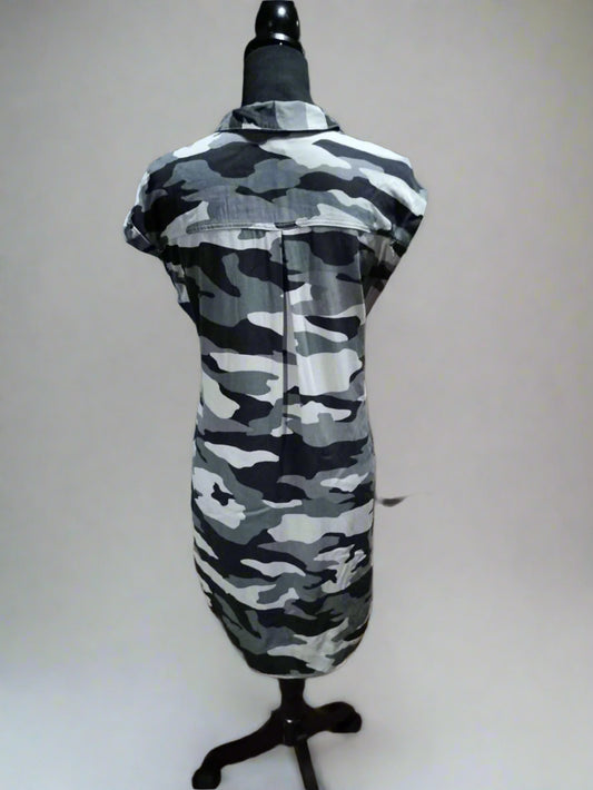 Rock & Republic Roll Sleeve Camo Shirt Dress