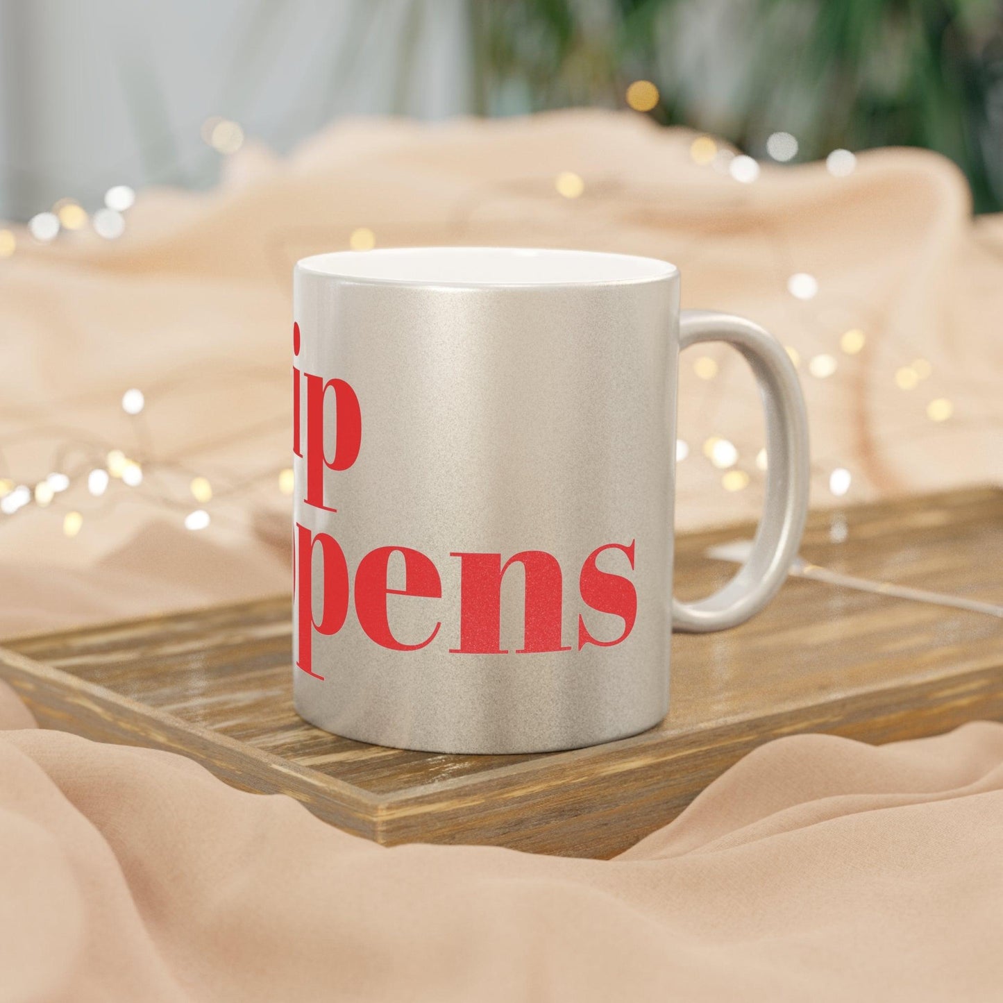 Sip Happens 8 Ball Metallic Mug (Silver\Gold)