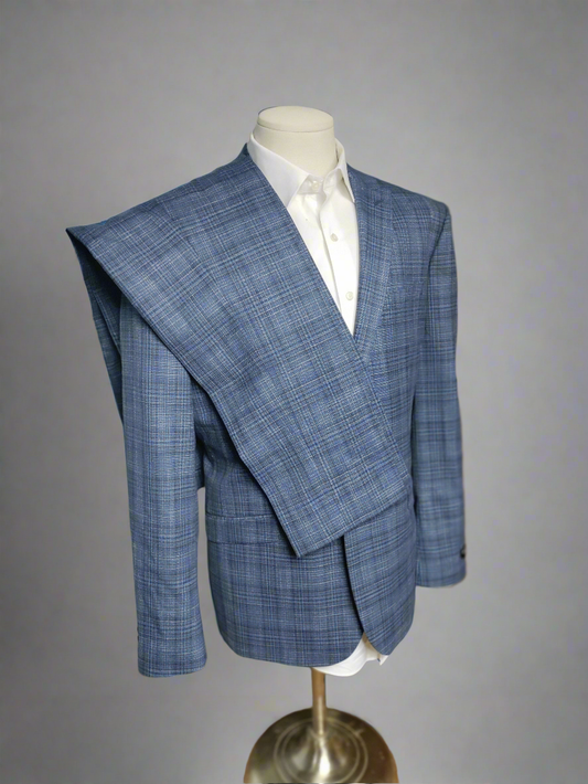 Express Extra Slim Plaid Blue Suit