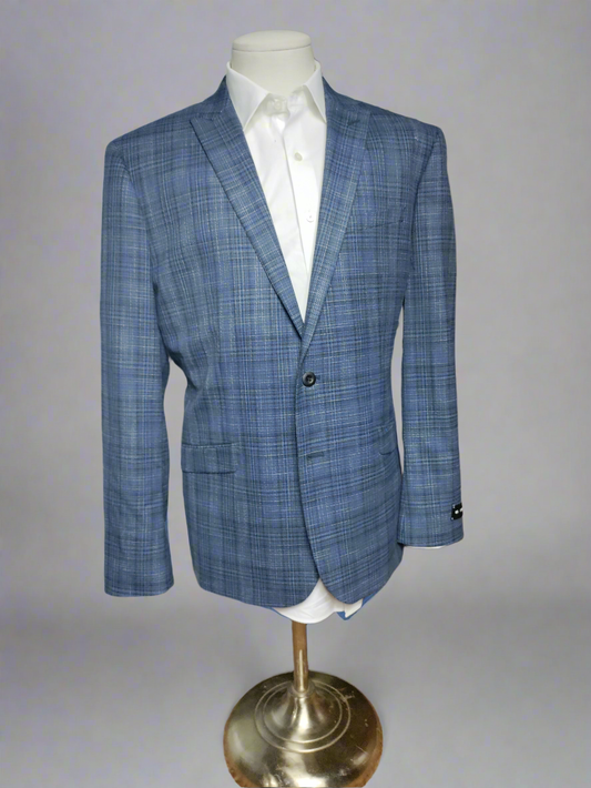Express Extra Slim Plaid Blue Suit