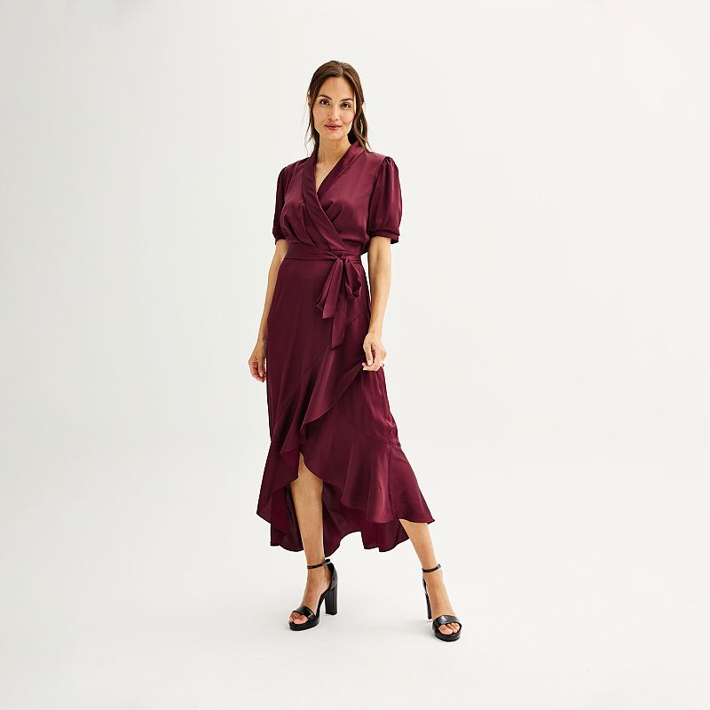 Nine West Ruffled Wrap Midi Dress
