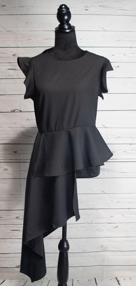 L.N.V. Peplum Top with Asymmetric Train