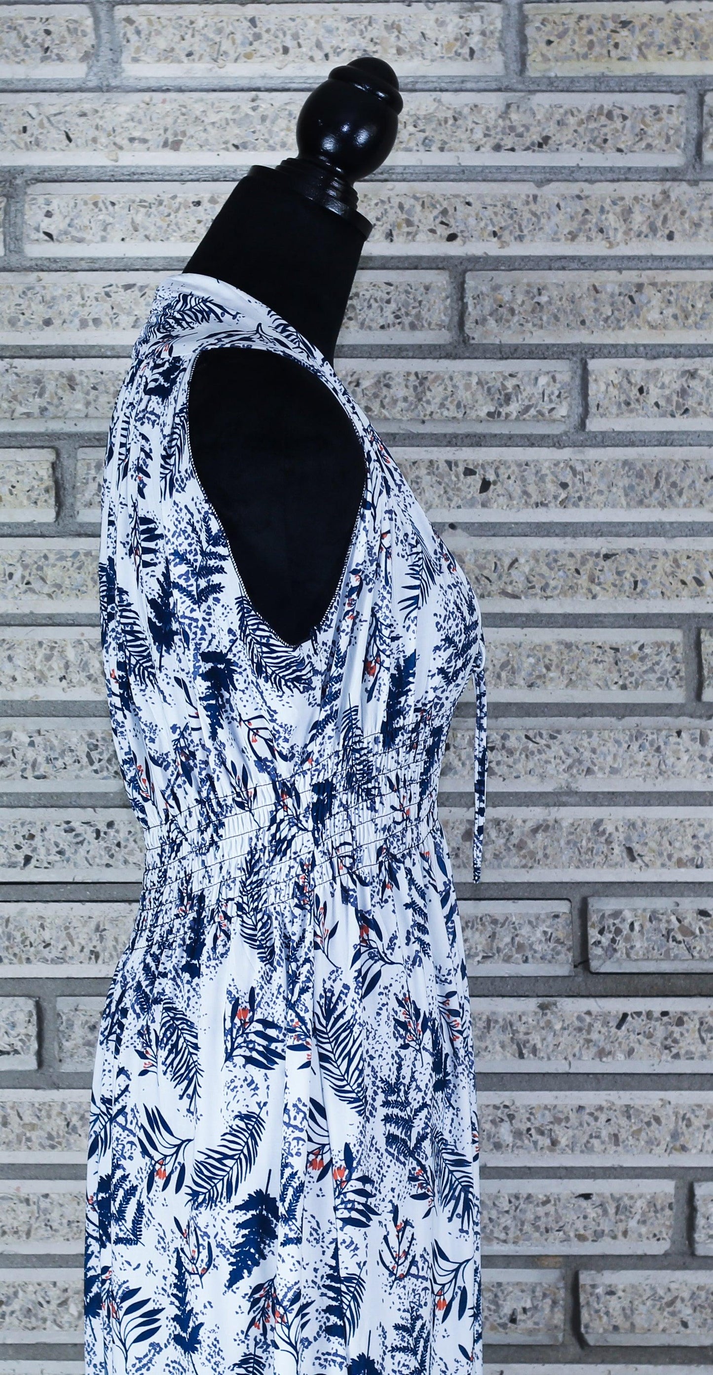 Sleeveless White Floral Maxi Dress