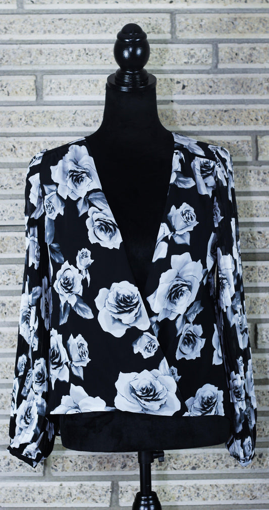 White House Black Market Long Sleeve Floral Blouse