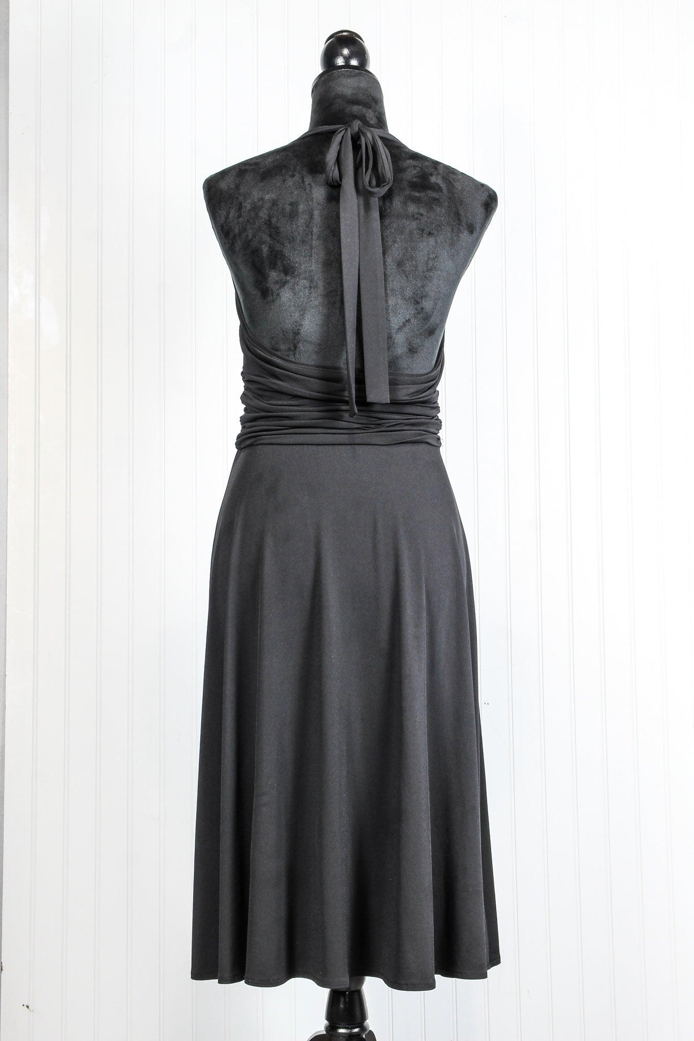 Draped Twist Halter Tie Back Evening Dress