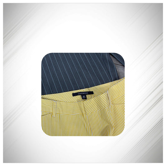 Chadwick's Women's Yellow and White Striped Capris