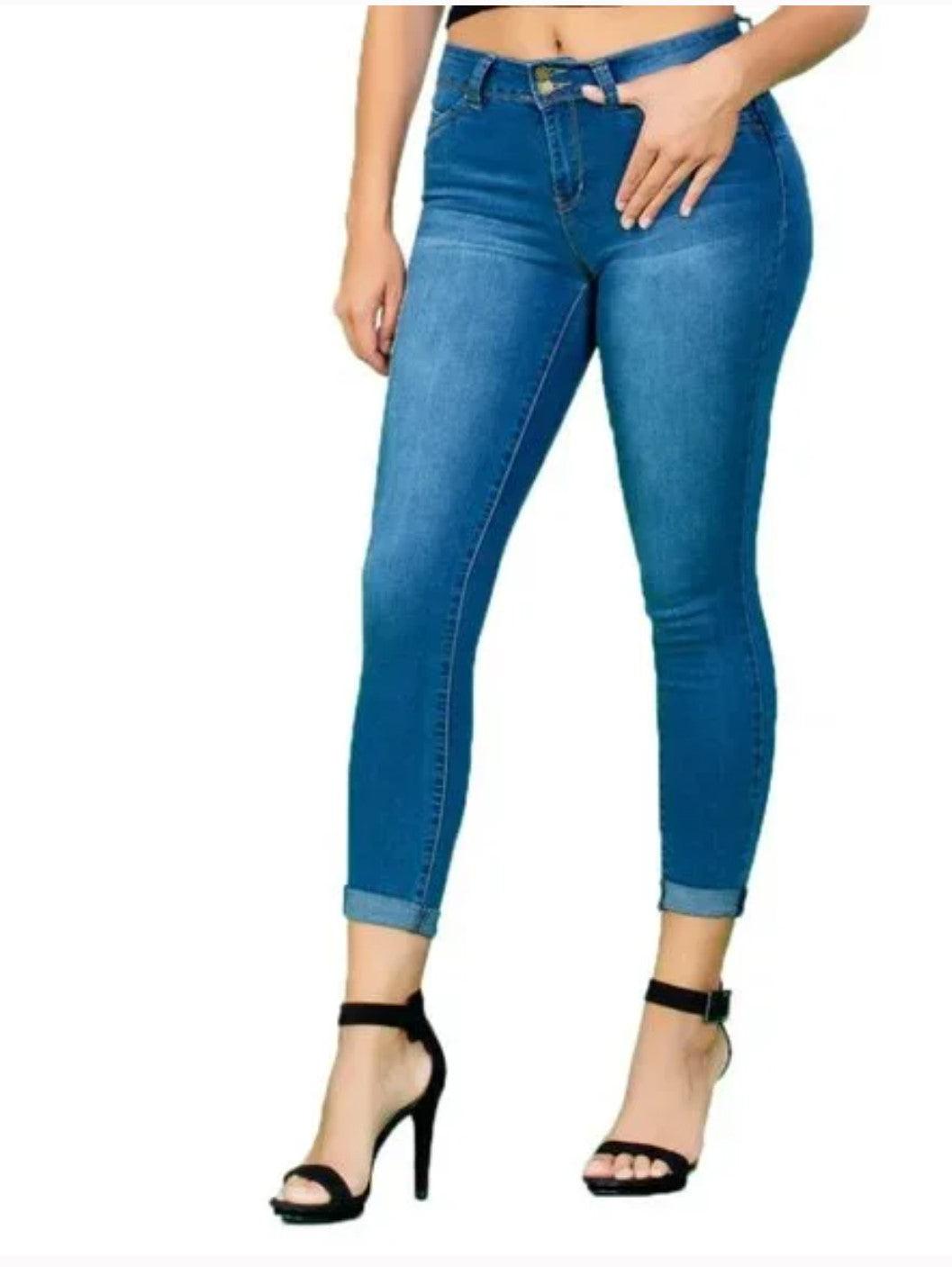 YMI WannaBettaButt 2-Button Mid-Rise Cuffed Ankle Jeans