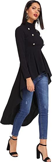 Women's Double Button High Low Blouse - Sons of SPPhillips