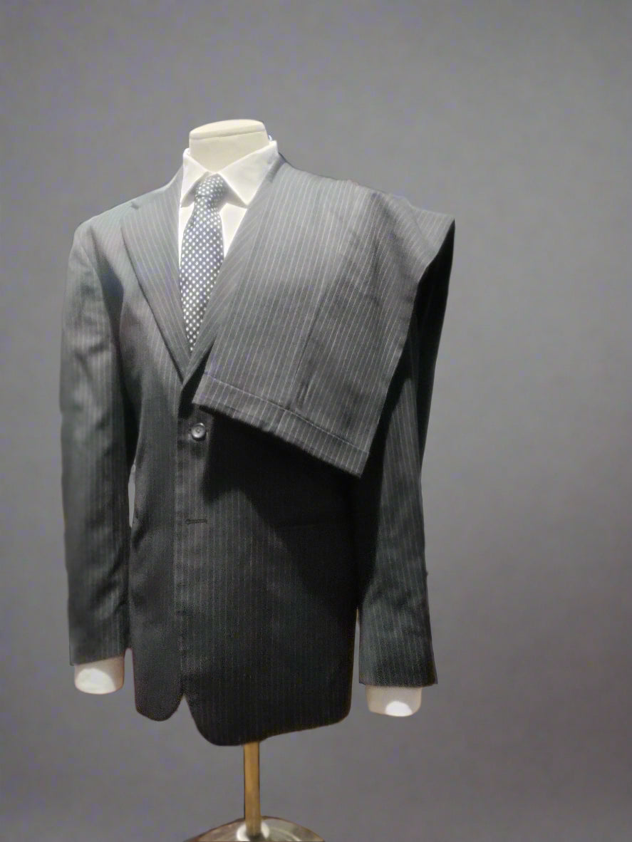 J. Ferrar Charcoal Grey Pinstripe Wool Suit