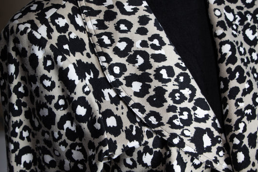 Calvin Klein Women's Beige Black Leopard Print Topper Jacket