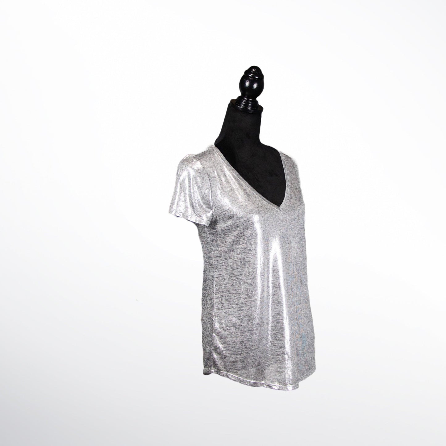 White House Black Market Metallic-Jersey V-Neck Tee - Sons of SPPhillips
