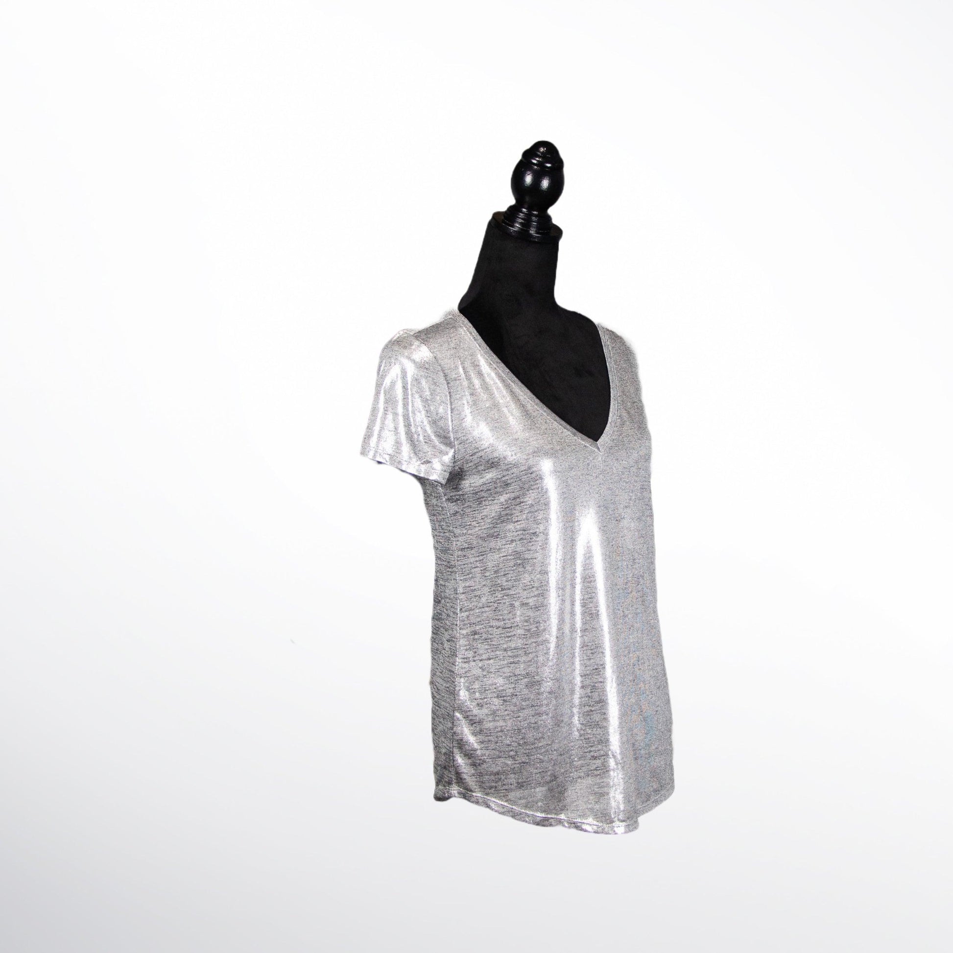 White House Black Market Metallic-Jersey V-Neck Tee - Sons of SPPhillips