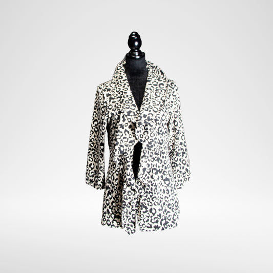 Calvin Klein Women's Beige Black Leopard Print Topper Jacket