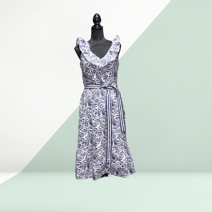 Vineyard Vines Blue White Printed Dress/front- Sons of SPPhillips