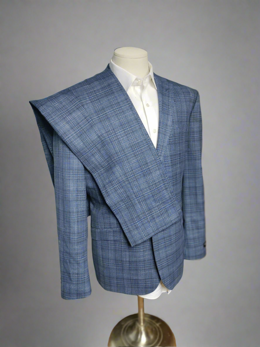 Express Extra Slim Plaid Blue Suit - Sons of SPPhillips