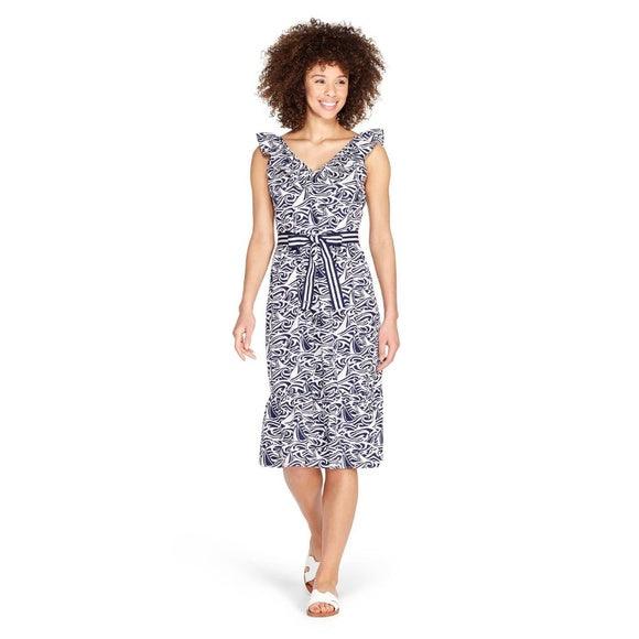 Vineyard Vines Blue White Printed Dress/model front 2 - Sons of SPPhillips