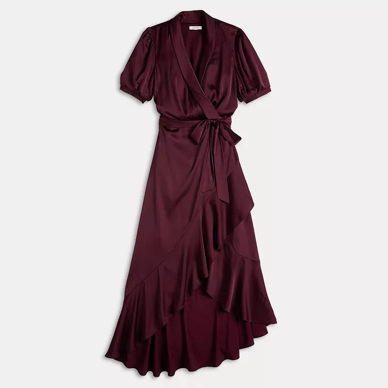 Nine West Ruffled Wrap Midi Dress