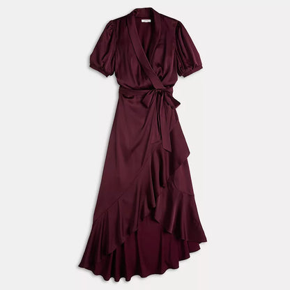 Nine West Ruffled Wrap Midi Dress