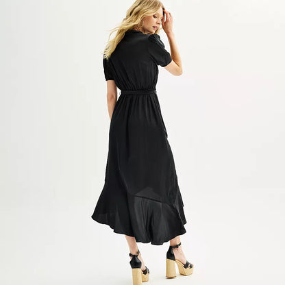 Nine West Ruffled Wrap Midi Dress