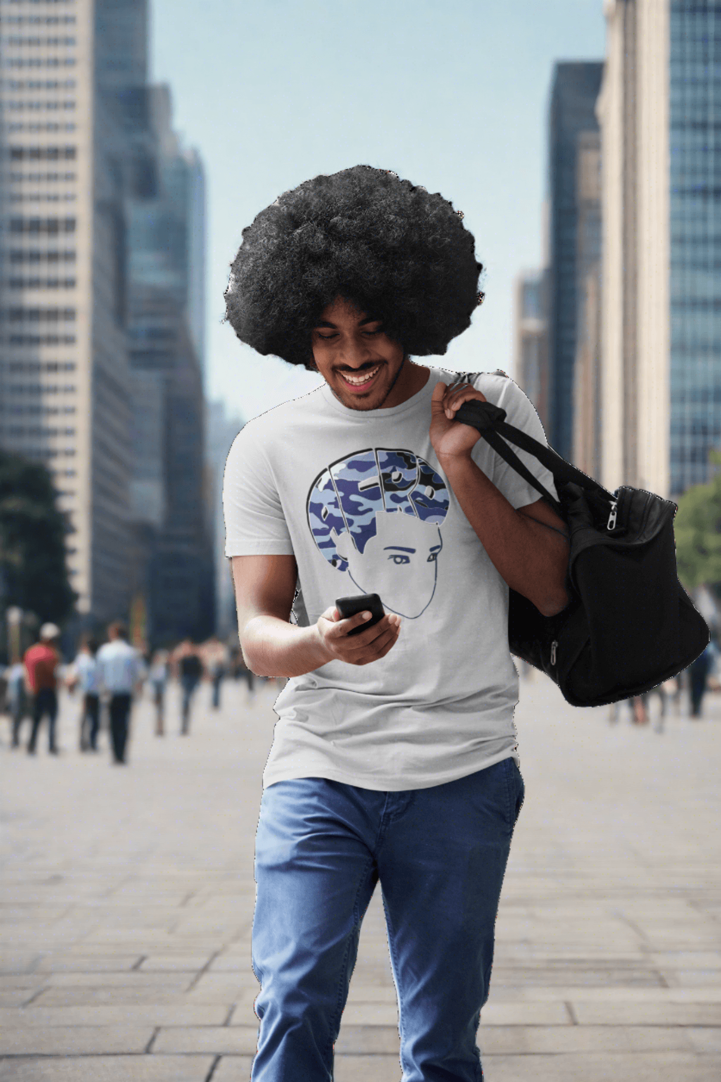Bro Fro Camo Blue Tshirt - Sons of SPPhillips