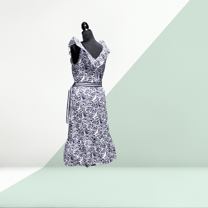 Vineyard Vines Blue White Printed Dress/back - Sons of SPPhillips