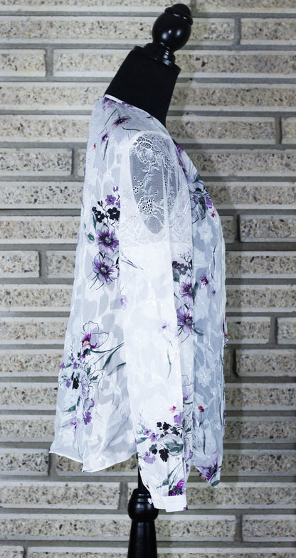 White House Black Market Long Sleeve White Floral Blouse - Sons of SPPhillips