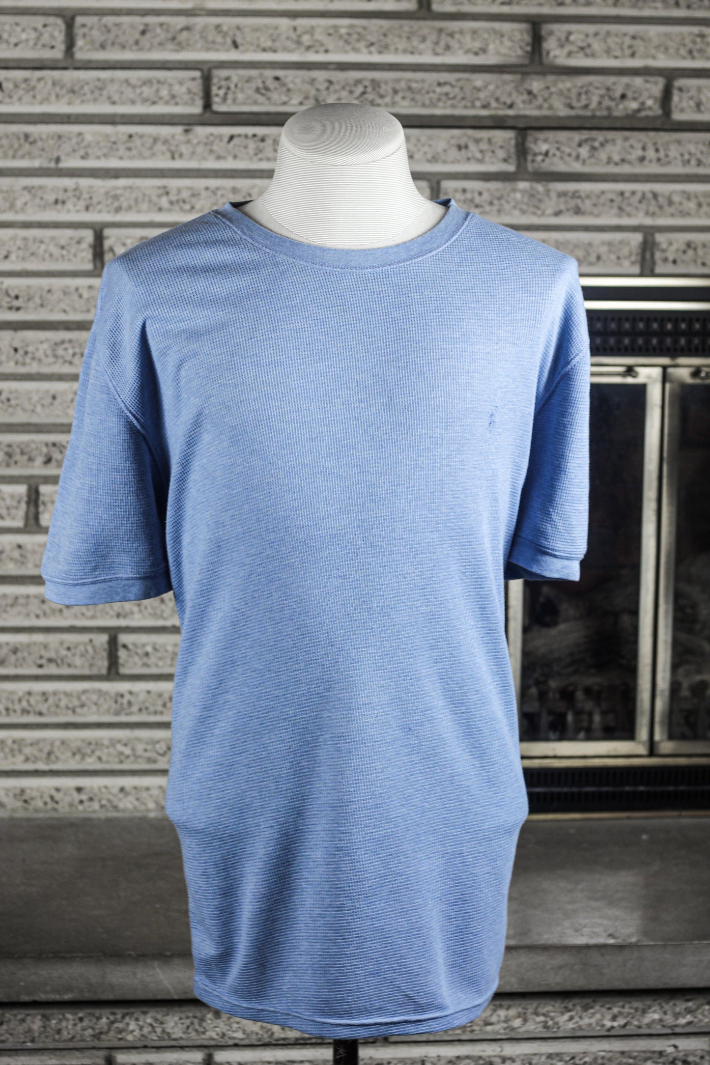 Polo Ralph Lauren Men's Blue Waffle-knit Thermal Crew-neck T-shirt - Sons of SPPhillips
