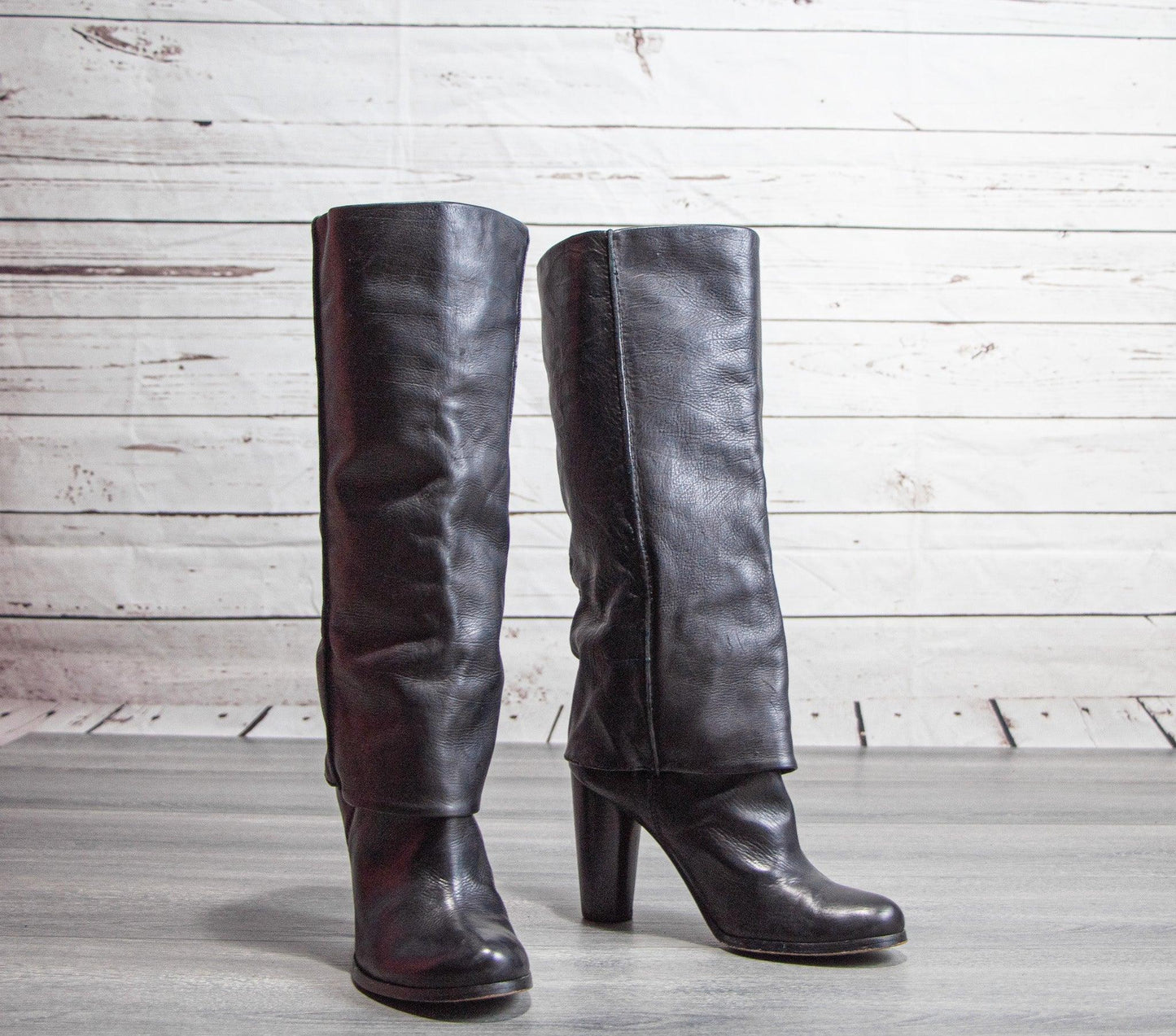 Modern Vintage Black Vivienne Cuffed Leather Boots - Sons of SPPhillips