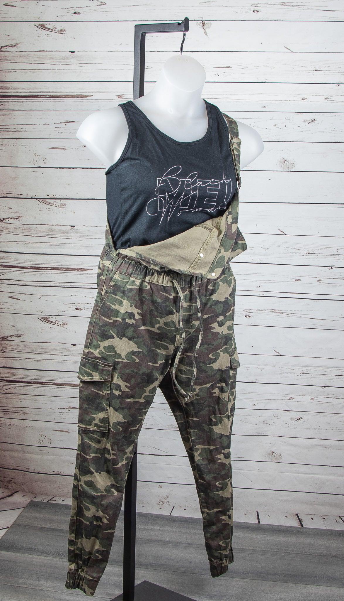Almost Famous Relaxed Full Length Camo Cargo Overalls w/ Drawstring Waist - Sons of SPPhillips