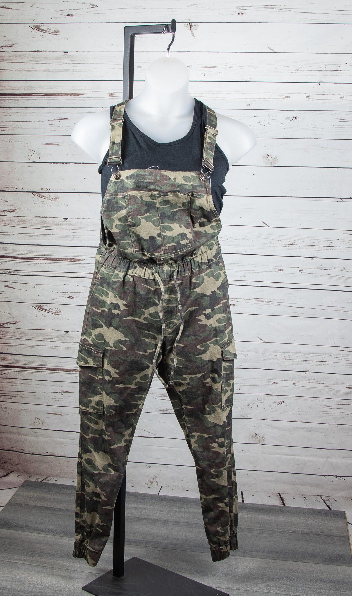 Almost Famous Relaxed Full Length Camo Cargo Overalls w/ Drawstring Waist - Sons of SPPhillips
