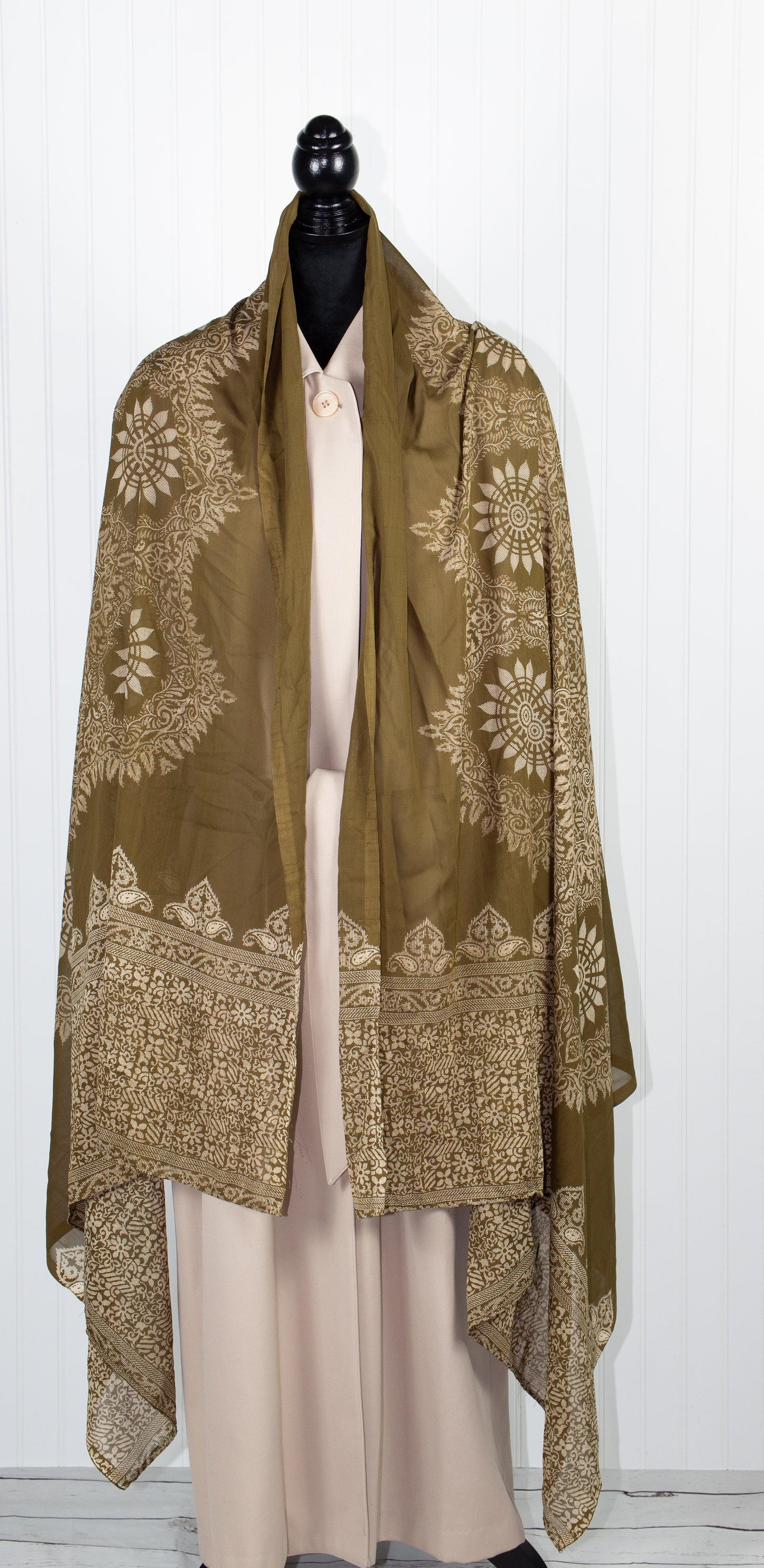 Taupe w/ Beige Print Shawl - Sons of SPPhillips