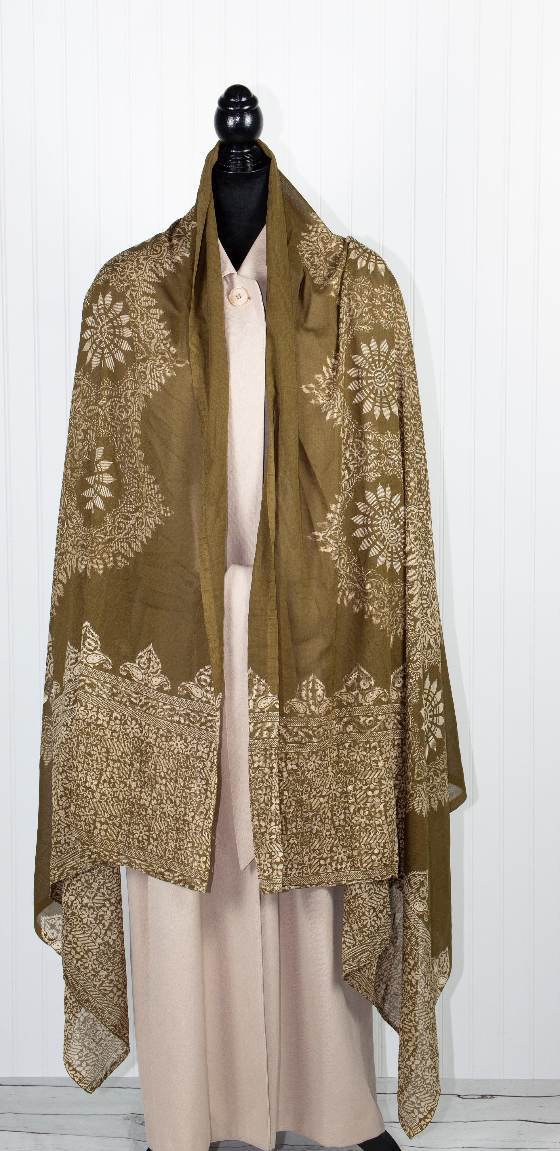 Taupe w/ Beige Print Shawl - Sons of SPPhillips