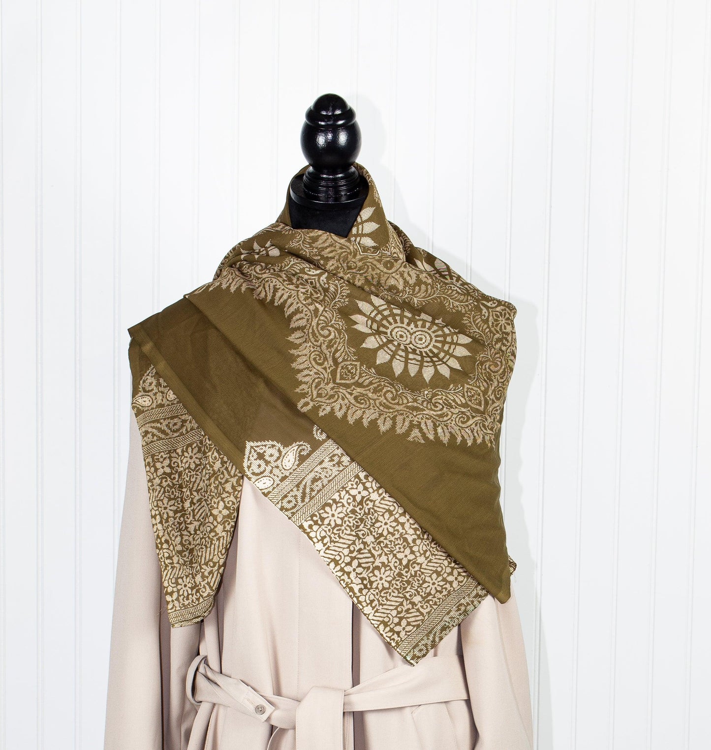 Taupe w/ Beige Print Shawl - Sons of SPPhillips