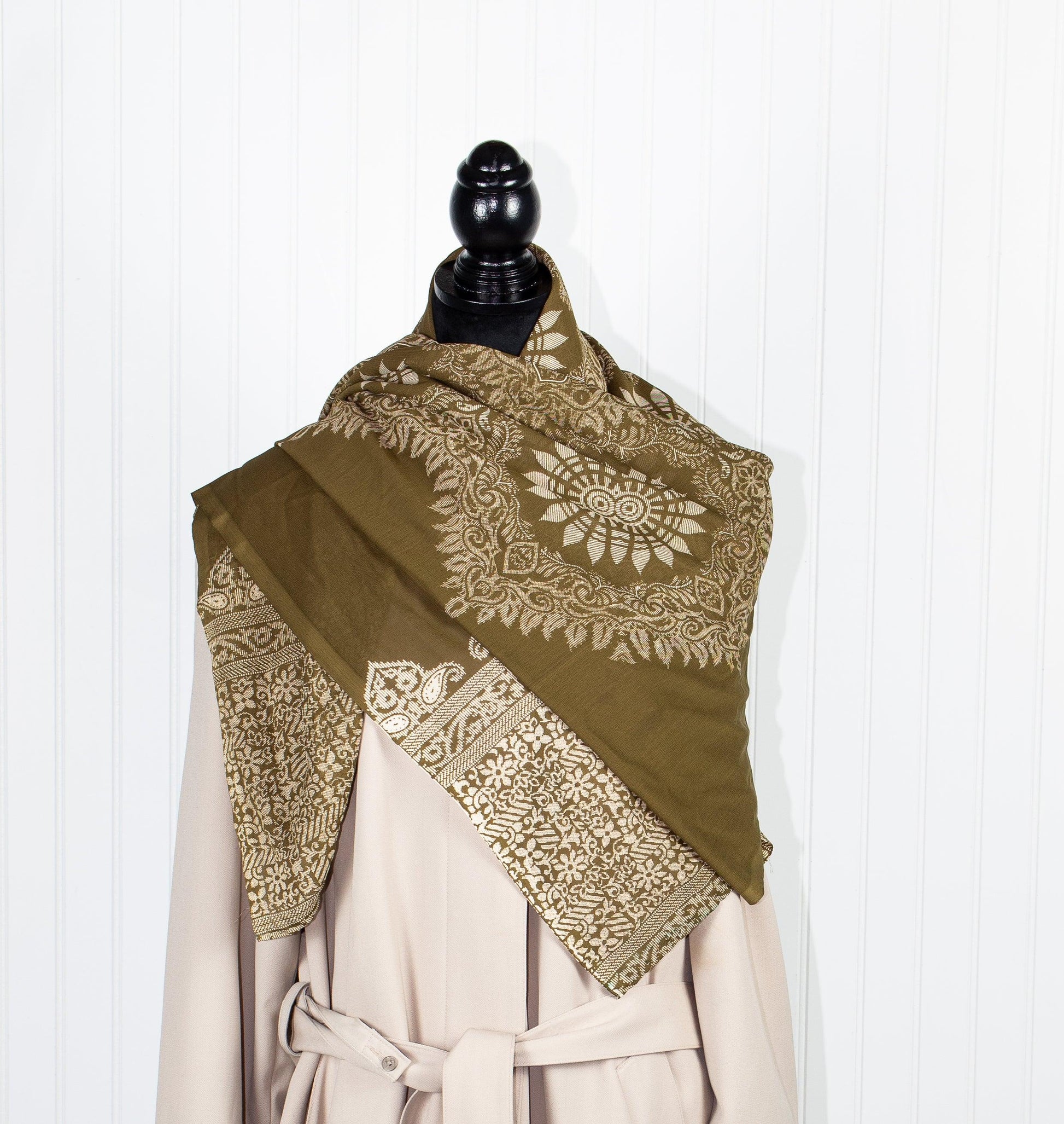 Taupe w/ Beige Print Shawl - Sons of SPPhillips