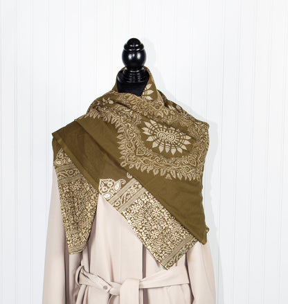 Taupe w/ Beige Print Shawl - Sons of SPPhillips
