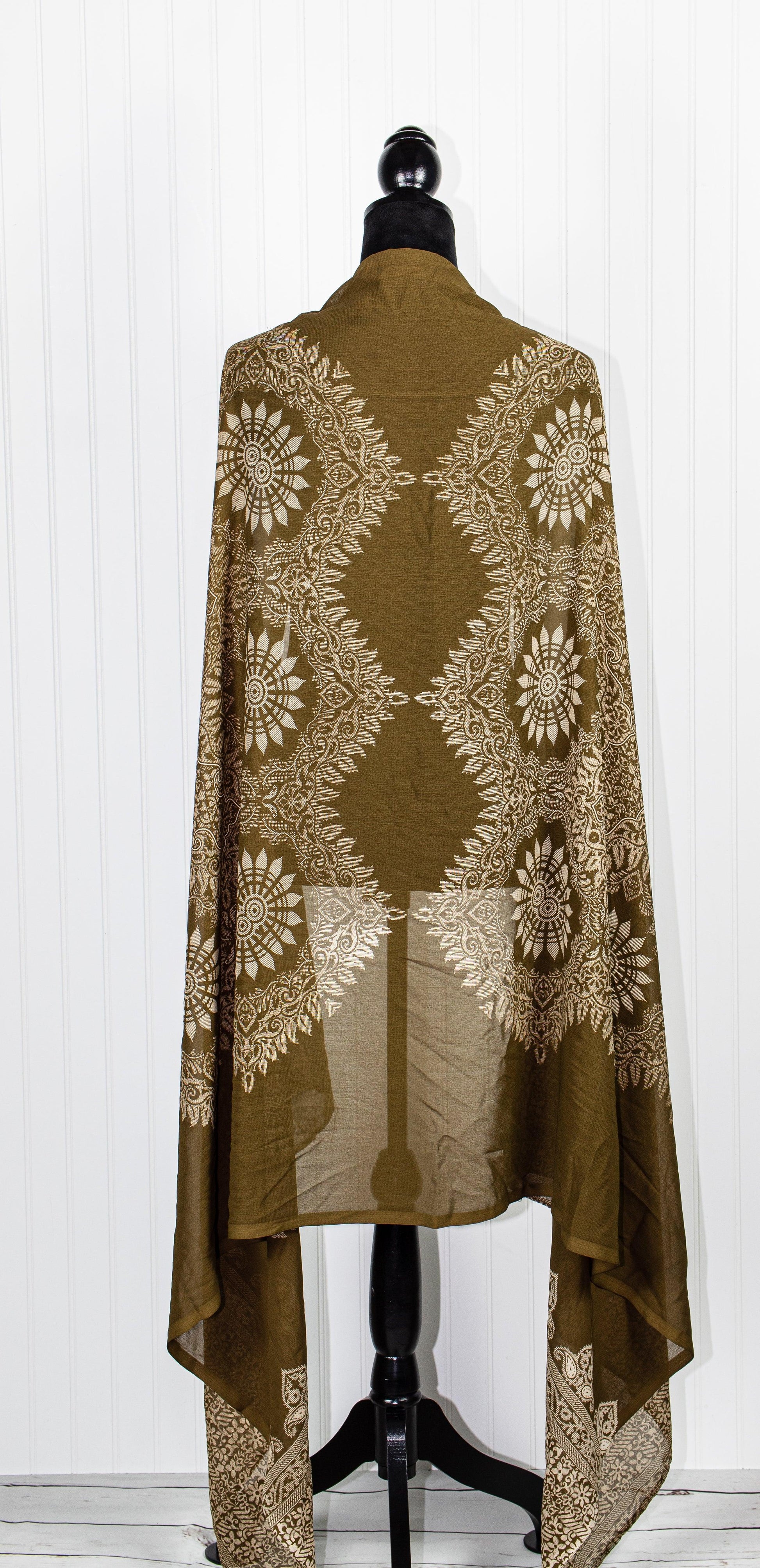 Taupe w/ Beige Print Shawl - Sons of SPPhillips