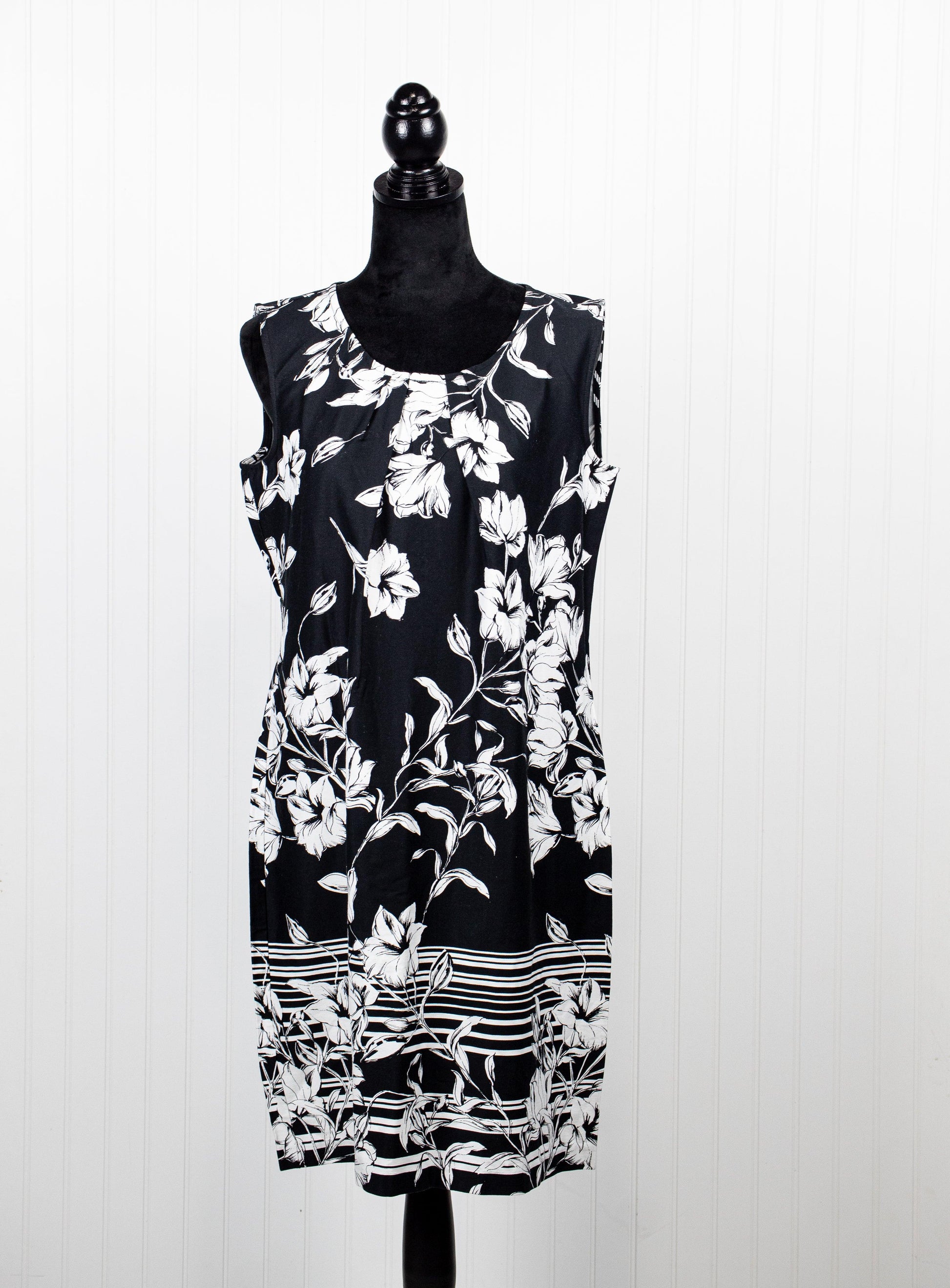 Notations Black White Floral Sheath Dress - Sons of SPPhillips
