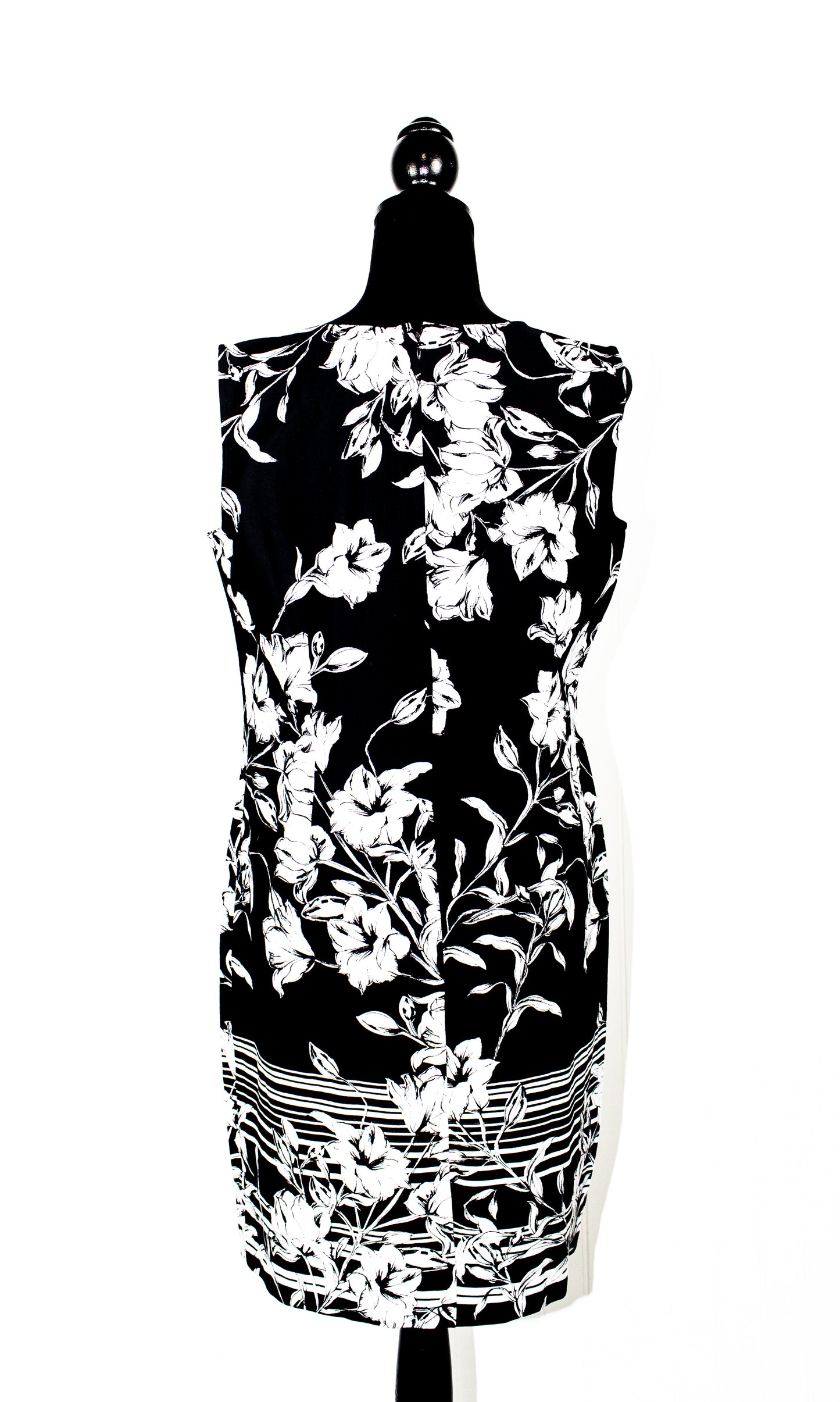 Notations Black White Floral Sheath Dress