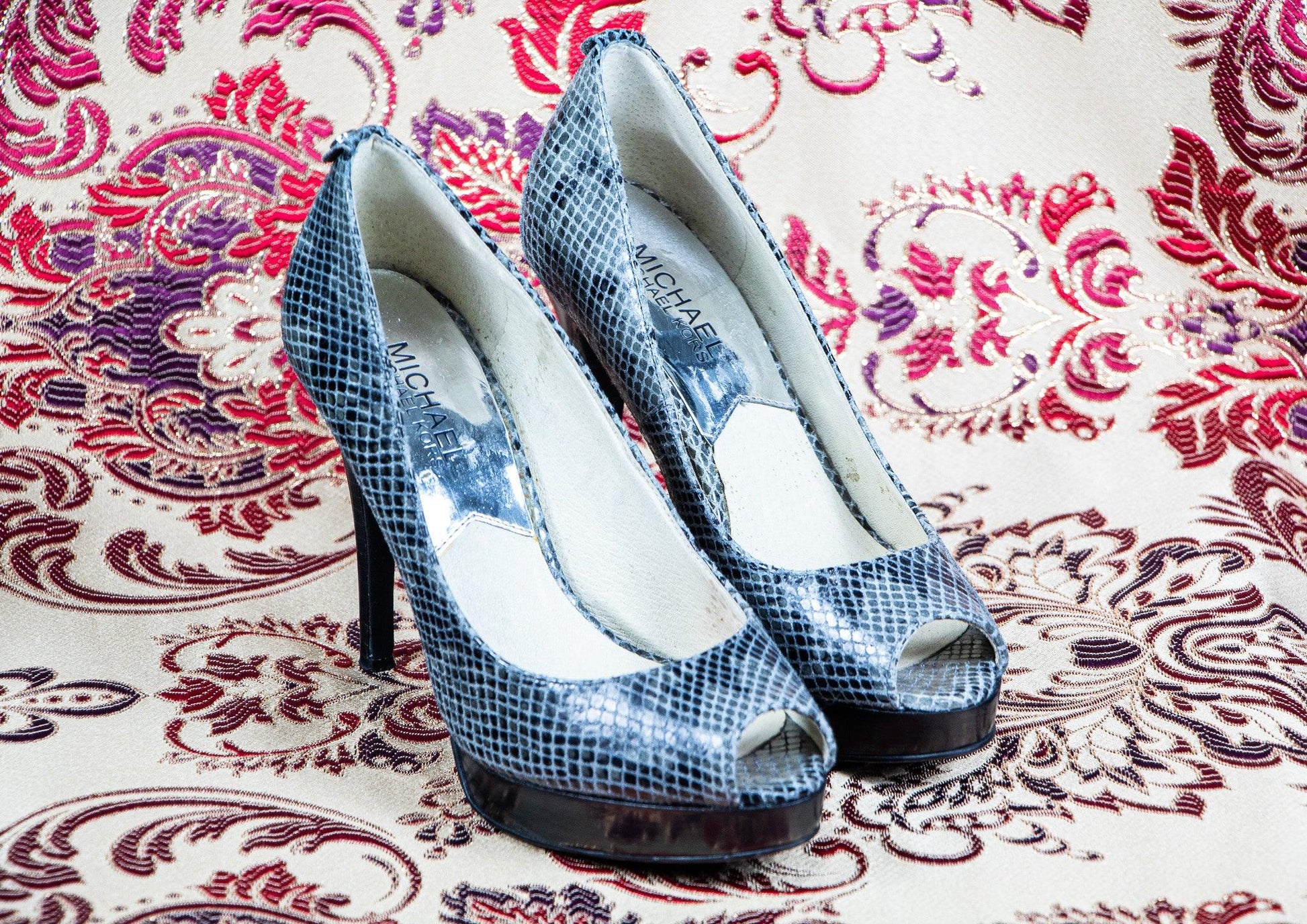Michael Michael Kors Snakeskin Peep Toe Pumps - Sons of SPPhillips