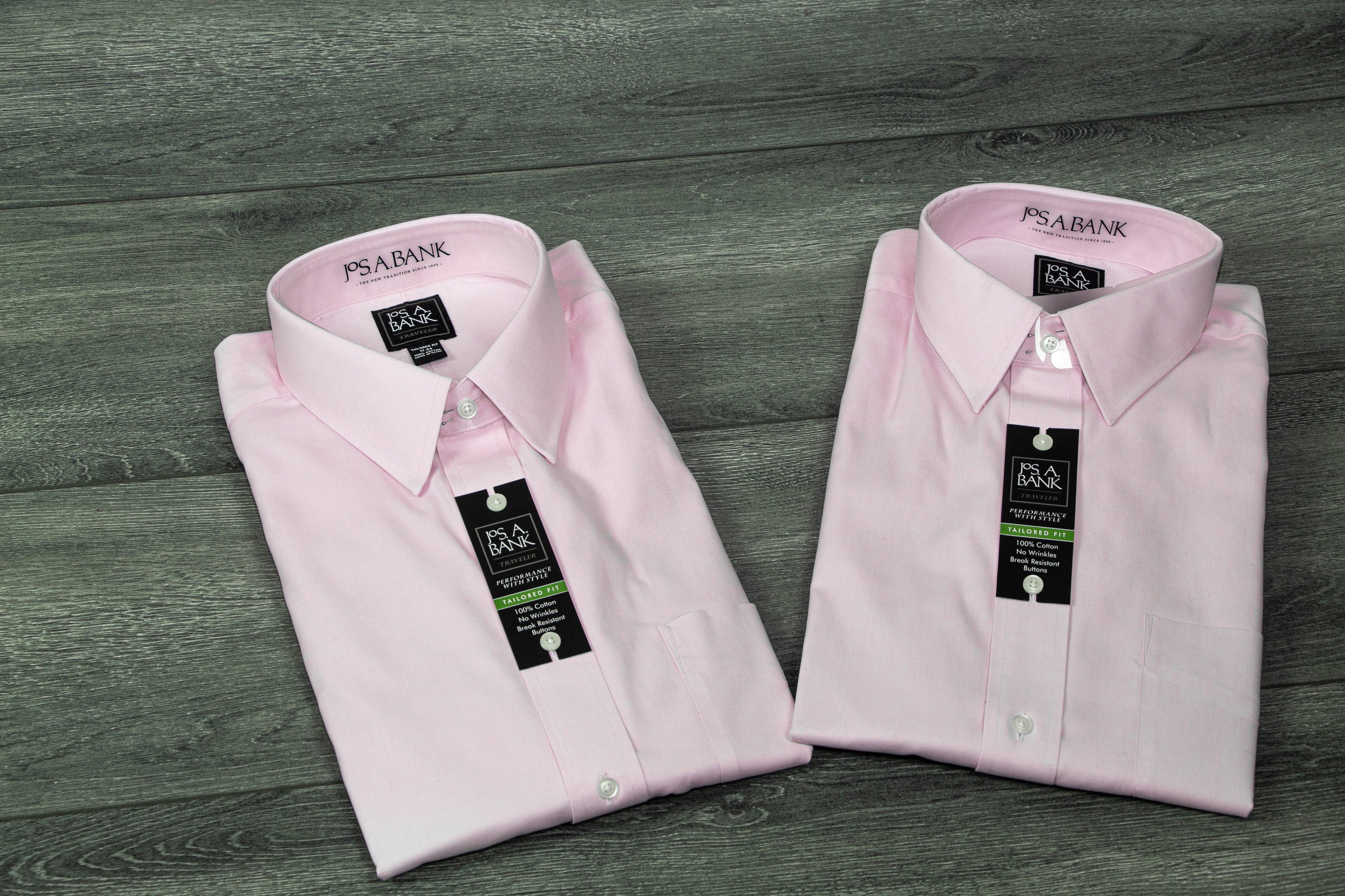 Men's Traveler Collection Traditional Fit Button-Down Collar Solid Dress Shirt at Jos. A. Bank, Light Pink, Size 16 1/2 x 32