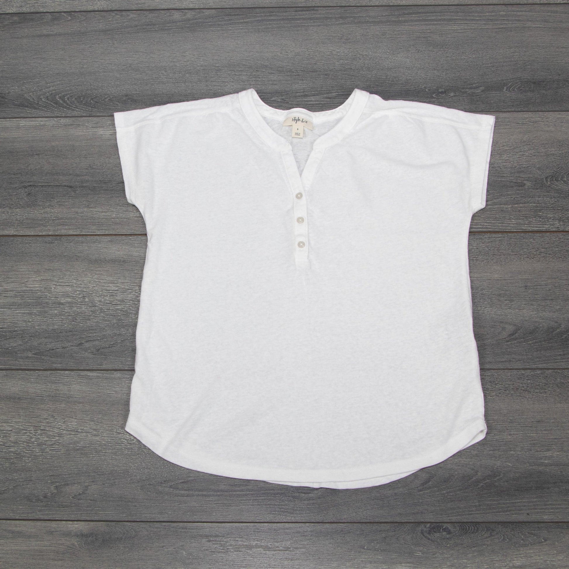 Style & Co Womens White Henley - Sons of SPPhillips