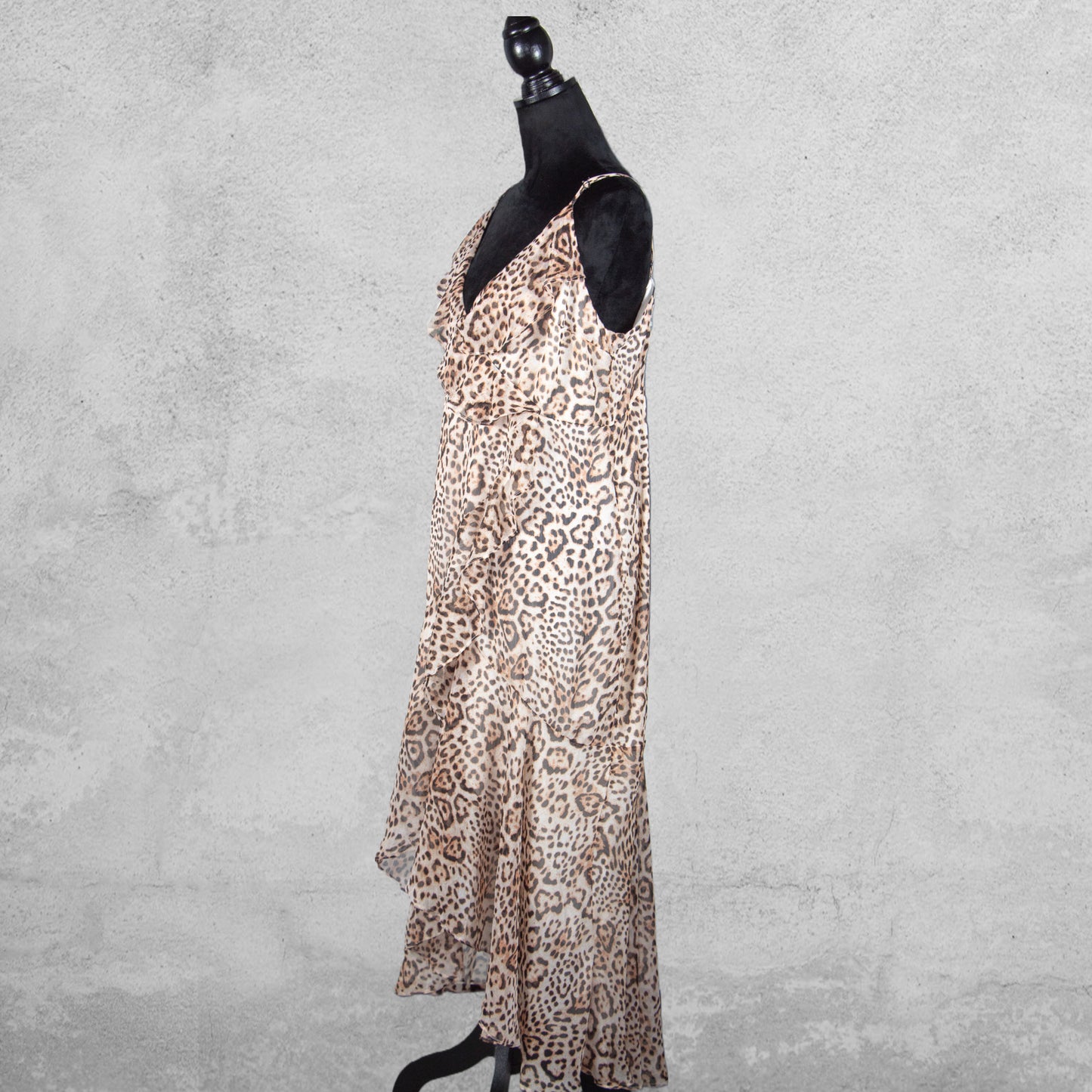 Express Leopard Print Ruffle Wrap Maxi Dress