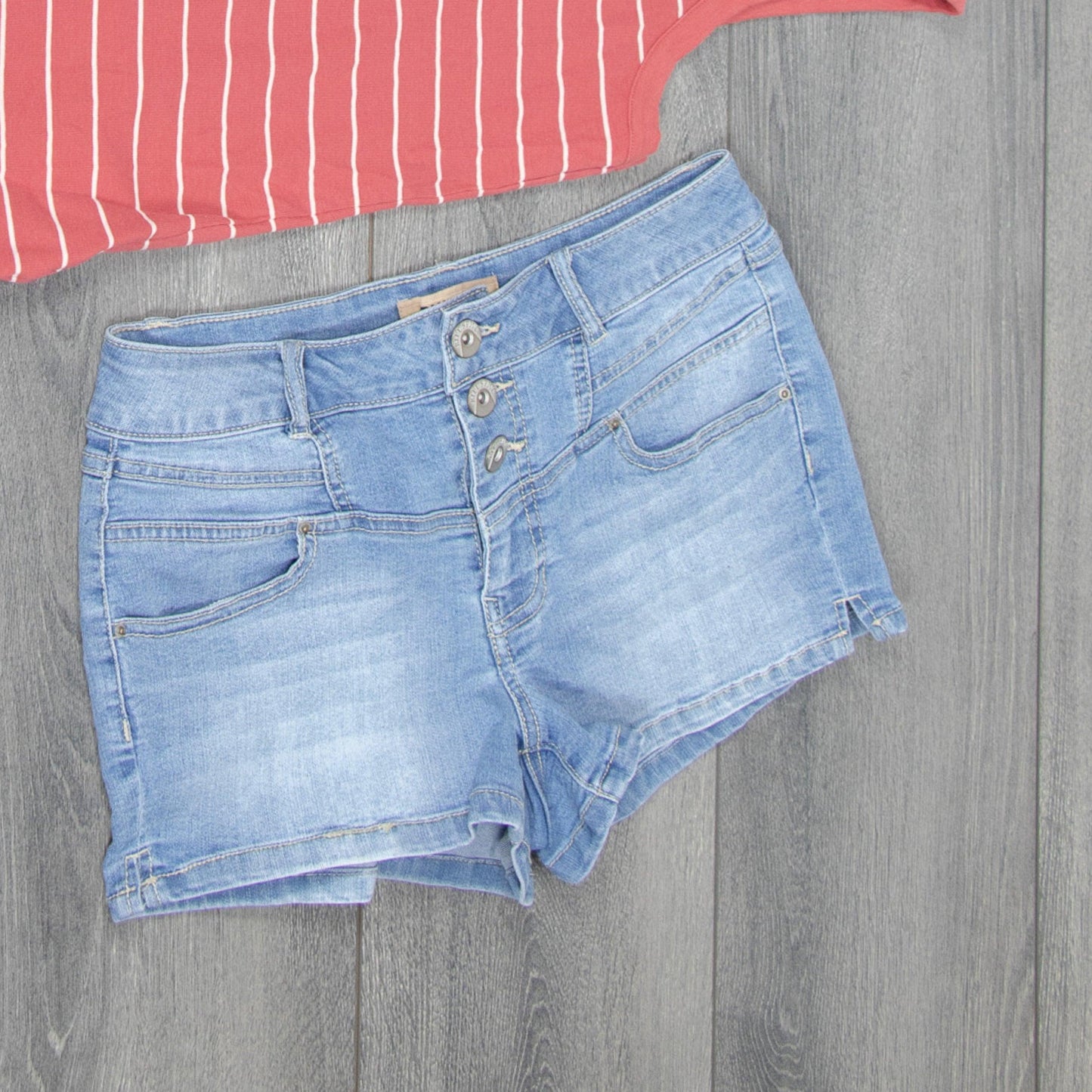 Blue Spice high rise jean shorts - Sons of SPPhillips