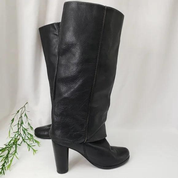 Modern Vintage Black Vivienne Cuffed Leather Boots - Sons of SPPhillips